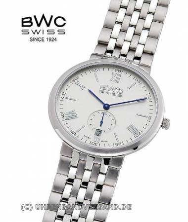 Herrenuhr elegant Edelstahl Ziffernblatt silber BWC Swiss (*BW*HU*) - Bild vergr��ern 