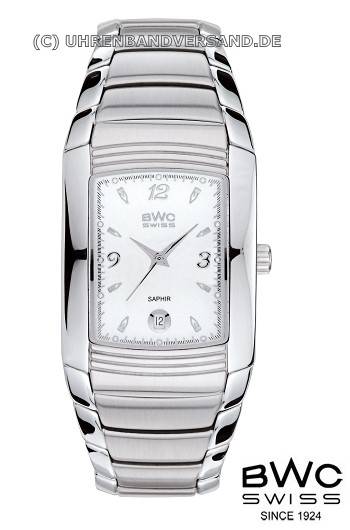 Elegante Herrenuhr Edelstahl Ziffernblatt silbrig Edelstahlband von BWC Swiss (*BW*HU*) - Produktbild 