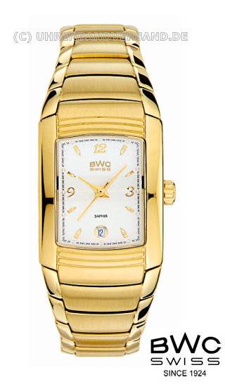 Elegante Herrenuhr Edelstahl goldfarben Ziffernblatt goldfarben Edelstahlband BWC Swiss (*BW*HU*) - Produktbild 