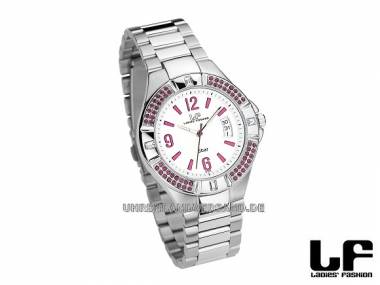 Modische Damenuhr Edelstahl Ziffernblatt wei� von Ladies' Fashion (*LF*DU*) - Bild vergr��ern 