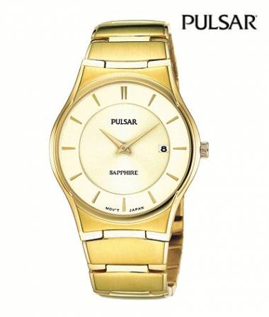 ANGEBOT DER WOCHE: Herrenuhr Edelstahl goldfarben Ziffernblatt goldfarben von Pulsar (*PR*HU*) - Bild vergr��ern 