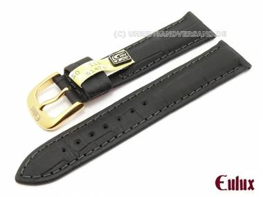 Uhrenarmband 22mm schwarz EULUX  -Alligator Kautschuk-  echt Alligator (Schlie�enansto� 20 mm) - Bild vergr��ern 