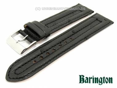 Uhrenarmband 18mm schwarz Barington echt Strau� abgen�ht mit Doppelwulst - Bild vergr��ern 