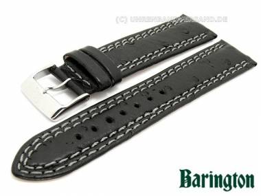 Uhrenarmband 20mm schwarz Barington echt Strau� helle Doppelnaht - Bild vergr��ern 
