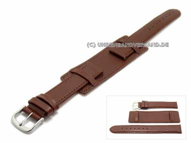 Uhrenarmband 16mm braun mit Lederunterlage glatt (Schlie�enansto� 16 mm) - Bild vergr��ern 