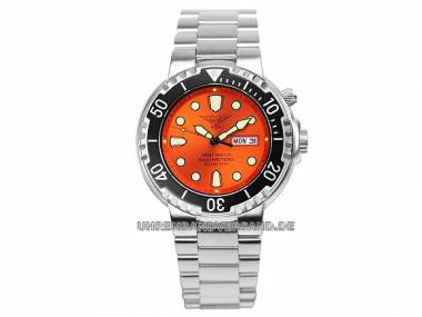 Taucheruhr Edelstahl geb�rstet Ziffernblatt orange 100 ATM von Army Watch by Eichm�ller (*EM*HU*) - Bild vergr��ern 