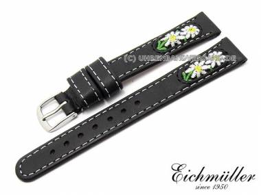 Uhrenarmband 14mm schwarz Leder/Textil Trachten-Look von EICHM�LLER (Schlie�enansto� 12 mm) - Bild vergr��ern 