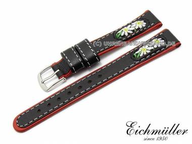 Uhrenarmband 14mm schwarz-rot Leder/Textil Trachten-Look von EICHM�LLER (Schlie�enansto� 12 mm) - Bild vergr��ern 