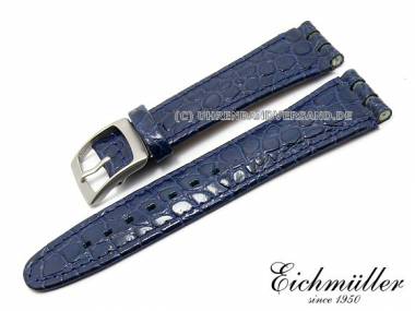 Uhrenarmband f�r Swatch 19mm dunkelblau Kroko-Narbung - Bild vergr��ern 