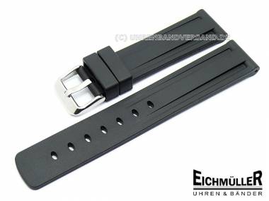Sportband 22mm schwarz Natur-Kautschuk mit Struktur - Bild vergr��ern 
