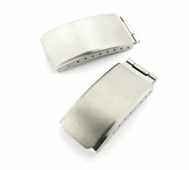 Faltschlie�e (EkMFS-5021) 17/9mm Edelstahl fein geb�rstet f�r Metallb�nder - Bild vergr��ern 