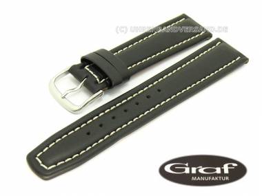 Uhrenarmband -Montana Sportive- 18mm schwarz glatt echtes Leder von Graf (Schlie�enansto� 16 mm) - Bild vergr��ern 
