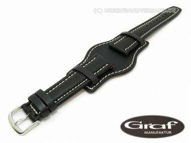 Uhrenarmband -Montana Spezial- 18mm schwarz glatt mit Lederunterlage GRAF (Schlie�enansto� 16 mm) - Bild vergr��ern 
