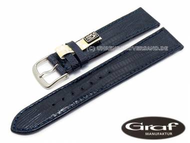 Uhrenarmband -Brazil- 16mm dunkelblau echt Teju-Eidechse gl�nzend von Graf (Schlie�enansto� 16 mm) - Bild vergr��ern 