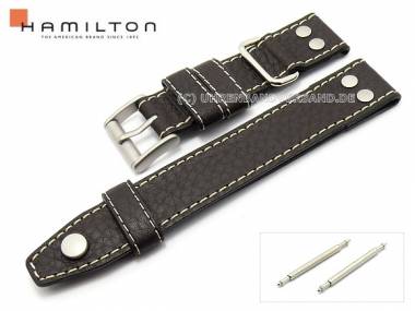Uhrband HAMILTON 21mm dunkelbraun genarbt f�r H60455533, H60455593 - Bild vergr��ern 
