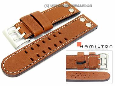 Ersatzband HAMILTON 22mm XS braun fein genarbt mit Nieten f�r H77616533 - Bild vergr��ern 