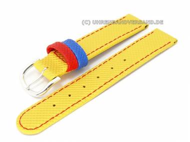 Uhrenarmband f�r Kinder 14mm gelb rote und blaue Schlaufen (Schlie�enansto� 14 mm) - Bild vergr��ern 