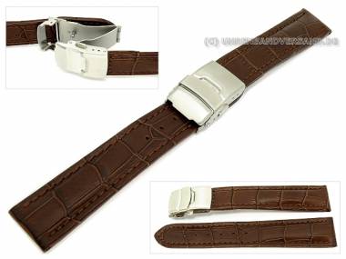 Uhrenarmband 26mm dunkelbraun Alligator-Pr�gung Faltschlie�e (Schlie�enansto� 24 mm) - Bild vergr��ern 