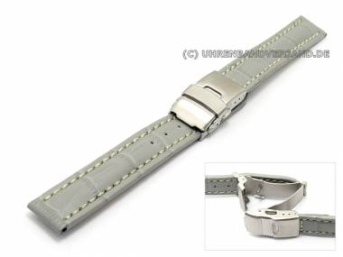 Uhrenarmband 16mm grau Alligator-Pr�gung Faltschlie�e (Schlie�enansto� 16 mm) - Bild vergr��ern 