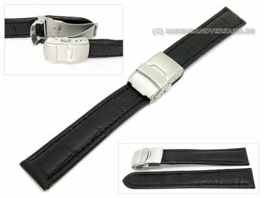 Uhrenarmband 26mm schwarz Alligator-Pr�gung Faltschlie�e (Schlie�enansto� 24 mm) - Bild vergr��ern 