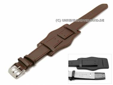 Uhrenarmband 20mm dunkelbraun Fliegerbandoptik mit Lederunterlage (Schlie�enansto� 18 mm) - Bild vergr��ern 
