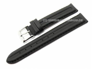 Uhrenarmband 18mm schwarz echt Leder Doppelwulst wasserabweisend (Schlie�enansto� 18 mm) - Bild vergr��ern 