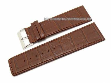 Uhrenarmband XL 30mm dunkelbraun Alligator-Pr�gung matt (Schlie�enansto� 28 mm) - Bild vergr��ern 
