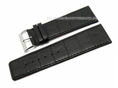 Uhrenarmband  XL 30mm schwarz Alligator-Pr�gung matt (Schlie�enansto� 28 mm) - Bild vergr��ern 
