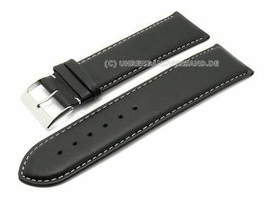 Uhrenarmband 26mm schwarz Leder genarbt Kontrastnaht - Bild vergr��ern 
