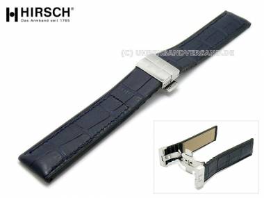 Uhrenarmband -Amazon- 16mm d.blau Leder Allig.-Pr�g. mit Kautschuk HIRSCH (Schlie�enansto� 16 mm) - Bild vergr��ern 