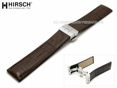 Uhrenarmband -Amazon- 16mm d.braun Leder Allig.-Pr�g. mit Kautschuk HIRSCH (Schlie�enansto� 16 mm) - Bild vergr��ern 
