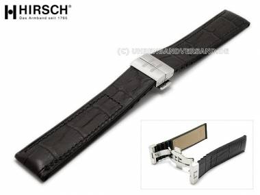 Uhrenarmband -Amazon- 16mm schwarz Leder Allig.-Pr�g. mit Kautschuk HIRSCH (Schlie�enansto� 16 mm) - Bild vergr��ern 