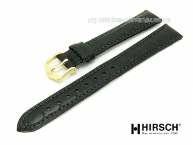 Uhrenarmband -Aristocrat- 16mm schwarz Kroko-Pr�gung abgen�ht von HIRSCH (Schlie�enansto� 14 mm) - Bild vergr��ern 