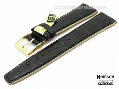 Manufakturband -Charme- 19mm schwarz echt Alligator HIRSCH Artisanal (Schlie�enansto� 16 mm) - Bild vergr��ern 
