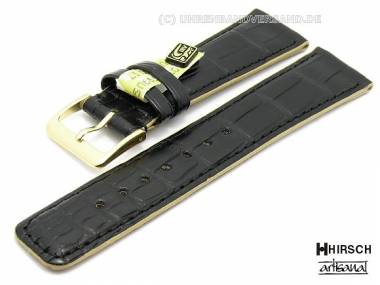 Manufakturband -Charme- 22mm schwarz echt Alligator HIRSCH Artisanal (Schlie�enansto� 18 mm) - Bild vergr��ern 