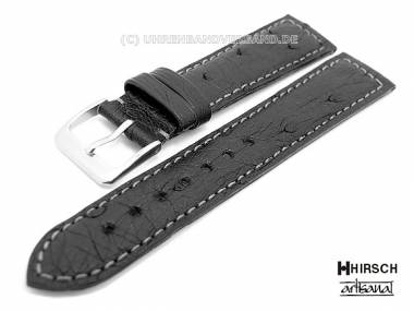 Manufaktur-Uhrenarmband -Classico- 20mm schwarz echt Strau� helle Naht aus der Artisanal Kollektion - Bild vergr��ern 