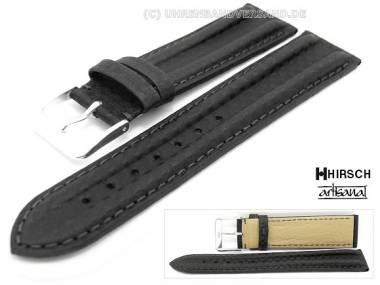 Manufaktur-Uhrenarmband -San Francisco- 18mm schwarz echt Leder Doppelwulst von Artisanal - Bild vergr��ern 