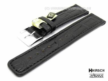 Manufakturband -San Remo- 20mm schwarz echt Alligator HIRSCH Artisanal (Schlie�enansto� 18 mm) - Bild vergr��ern 