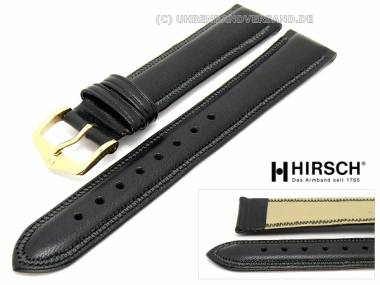 Uhrenarmband -Ascot- 19mm schwarz glatt Sattelnaht von HIRSCH - Bild vergr��ern 