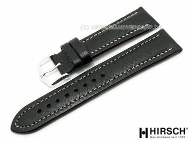 Uhrenarmband -Buffalo- 22mm schwarz echt Leder genarbt abgen�ht von HIRSCH (Schlie�enansto� 20 mm) - Bild vergr��ern 