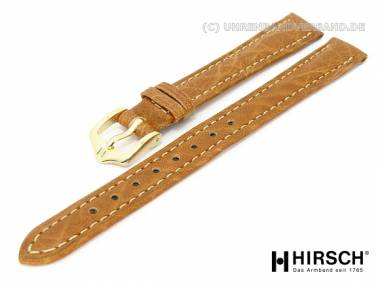 Uhrenarmband XS -Camelgrain- 14mm honigbraun genarbt abgen�ht von HIRSCH (Schlie�enansto� 12 mm) - Bild vergr��ern 