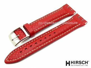 Uhrenarmband -Caracas- 19mm rot Carbon helle Naht passend f�r Swatch von HIRSCH - Bild vergr��ern 