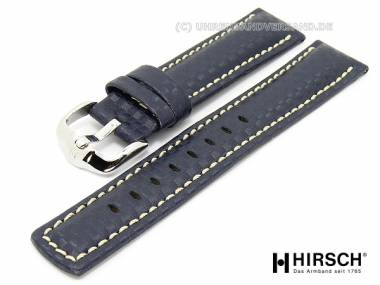 Uhrenarmband -Carbon- 22mm dunkelblau helle Naht von HIRSCH - Bild vergr��ern 