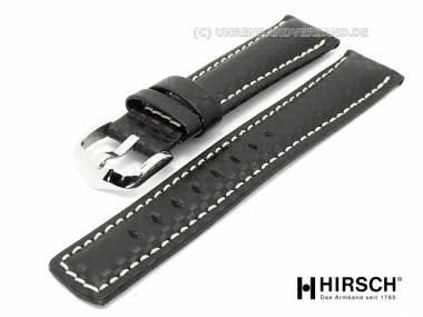 Uhrenarmband -Carbon- 22mm schwarz helle Naht von HIRSCH - Bild vergr��ern 