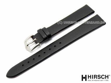 Uhrenarmband -Diamond Calf- 12mm schwarz glatt ohne Naht von HIRSCH (Schlie�enansto� 10 mm) - Bild vergr��ern 