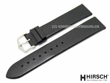 Uhrenarmband -Diamond Calf- 18mm schwarz glatt ohne Naht von HIRSCH (Schlie�enansto� 16 mm) - Bild vergr��ern 