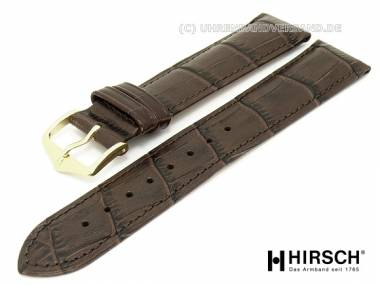 Uhrenarmband XL -Duke- 19mm dunkelbraun Alligatorpr�gung abgen�ht von HIRSCH - Bild vergr��ern 