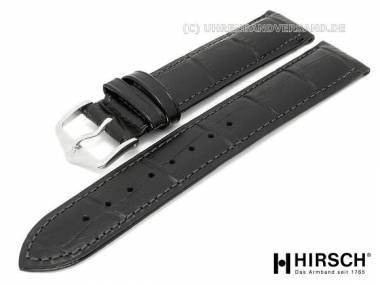 Uhrenarmband XL -Duke- 20mm schwarz Alligatorpr�gung abgen�ht von HIRSCH - Bild vergr��ern 