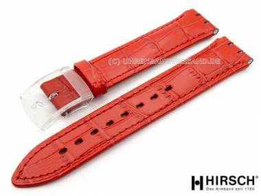 Uhrenarmband -Dundee- 17mm rot Alligatorpr�gung passend f�r Swatch von HIRSCH - Bild vergr��ern 