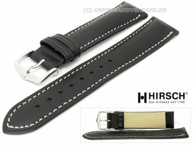 Uhrenarmband -Heavy Calf- 24mm schwarz glatt helle Naht von HIRSCH - Bild vergr��ern 